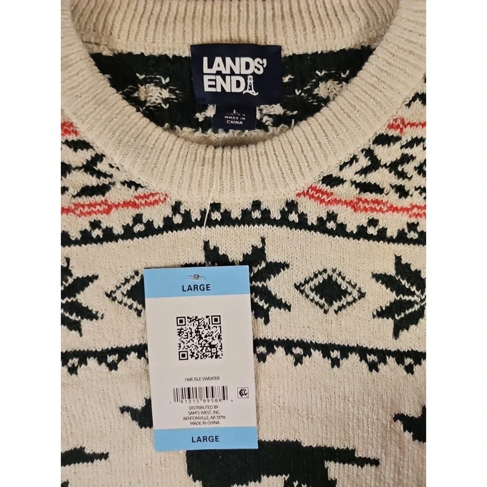 lands‎ end fair isle sweater large